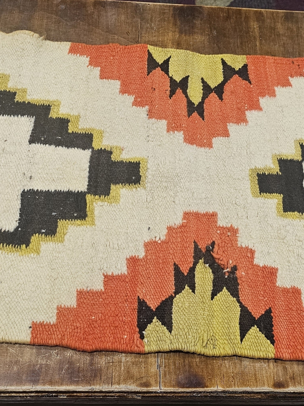 Vintage Mid-20th Century Navajo-Style Geometric Wool Rug / Saddle Blanket